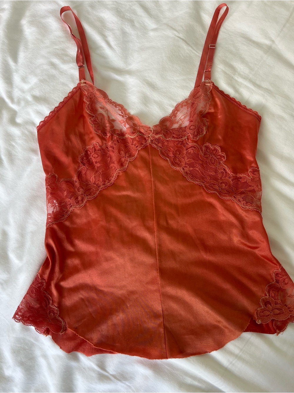Emilio Pucci Rust Red Lace-Trim Satin Chemise